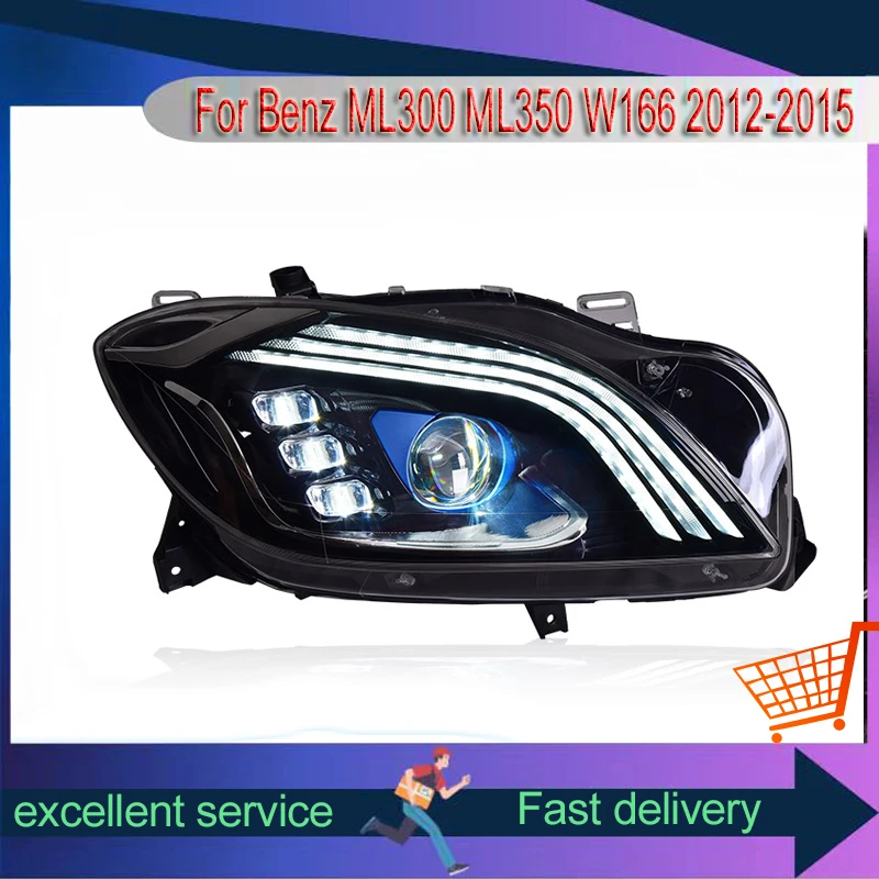 Auto Car 2012-2015 Headlights LED Lamps For Mercedes Benz ML300 ML350 ML400 W166 Upgrade Style Front Lamp DRL Tools Accessories