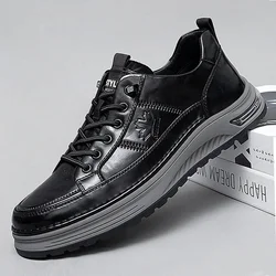 Quality Men's Cow Leather Casual Shoes 2025 Thick Soled Oxford Shoes Fashion New Men's Height Increasing British Style Shoes