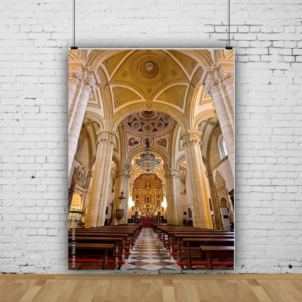 Auditorium European Style Church Photography Backdrop Props Architecture Zagreb Cathedral Photo Studio Background JT-15