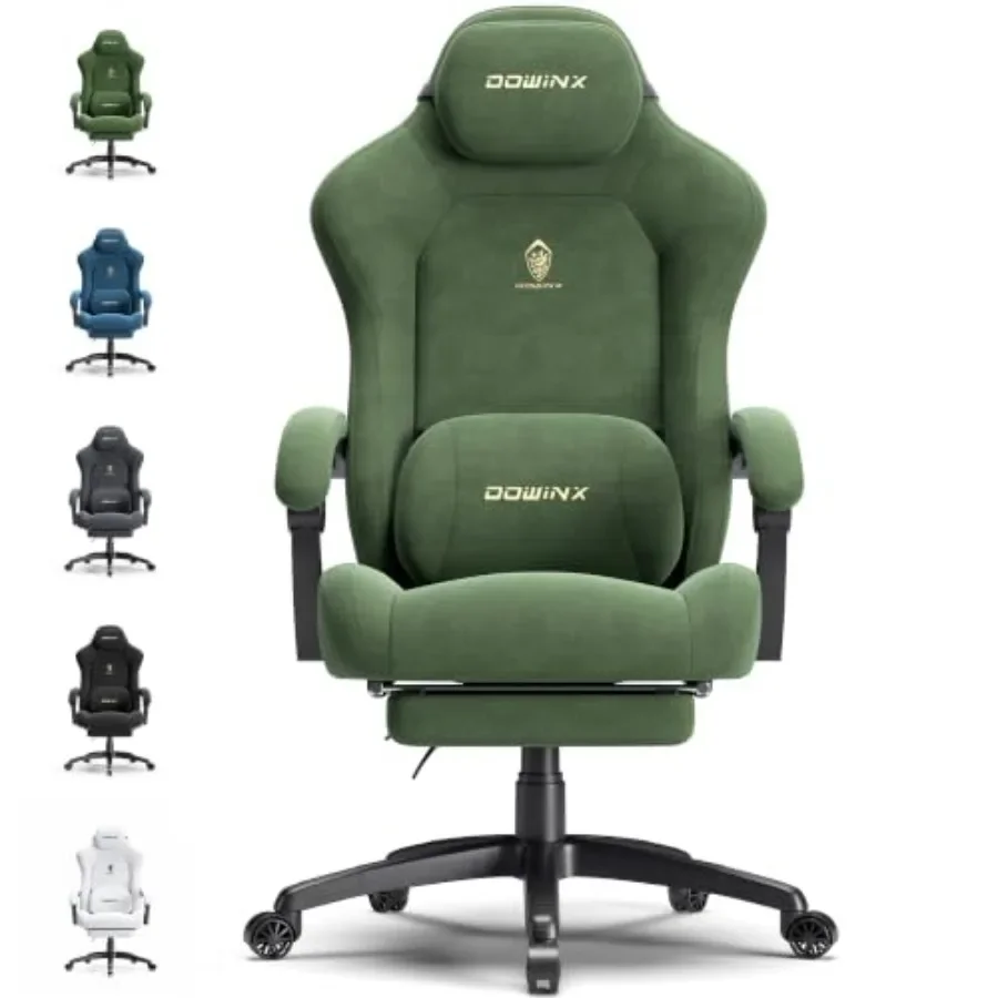 Big and Tall Gaming Chair for Office Use, Suede Fabric with Pocket Spring Cushion, Black Ergonomic High Back Gamer Chair with F