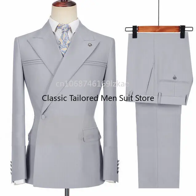 New Arrival Men Suits Double Breasted Wedding Groom Tuxedo Slim Fit 2 Pieces