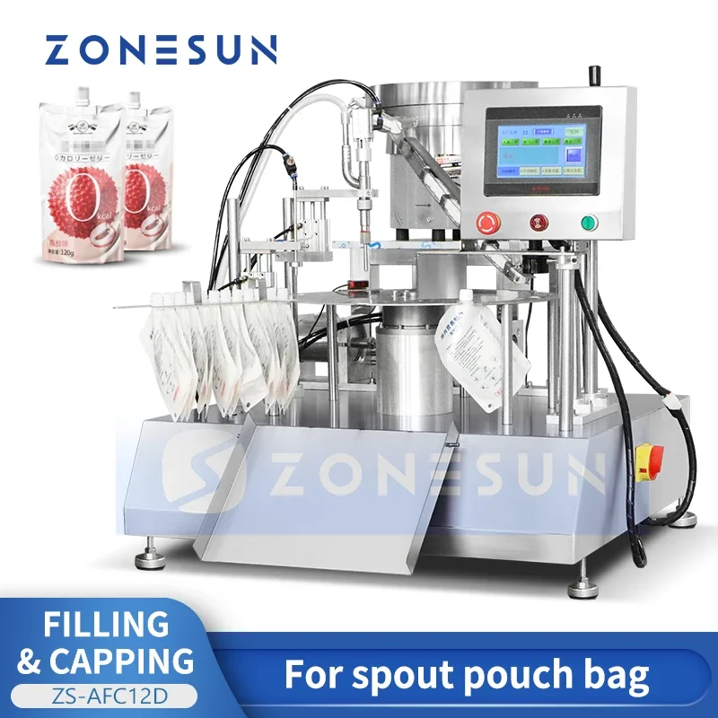 ZONESUN Automatic Doypack Spouted Pouch Filling Capping Machine Pouch Packaging Vibratory Bowl Cap Feeder  ZS-AFC12D