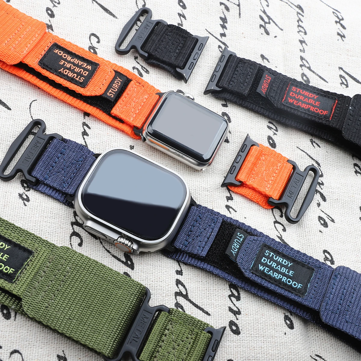 Tactical Nylon Strap for Apple Watch Ultra 2 Band 49mm 44mm 41mm 45mm 40mm 42mm Sports Bracelet for Iwatch Series 9 8 7 6 SE 5 4