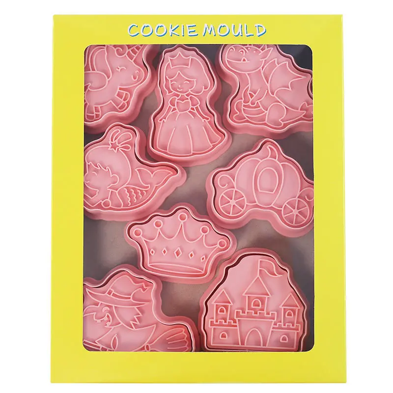 8 Pieces Fairy Tale Themes Frosting Sugar Cookie Mold Castle Mermaid Shape Biscuit Mold Cookie Cutter Baking Mold Cookie Stamps