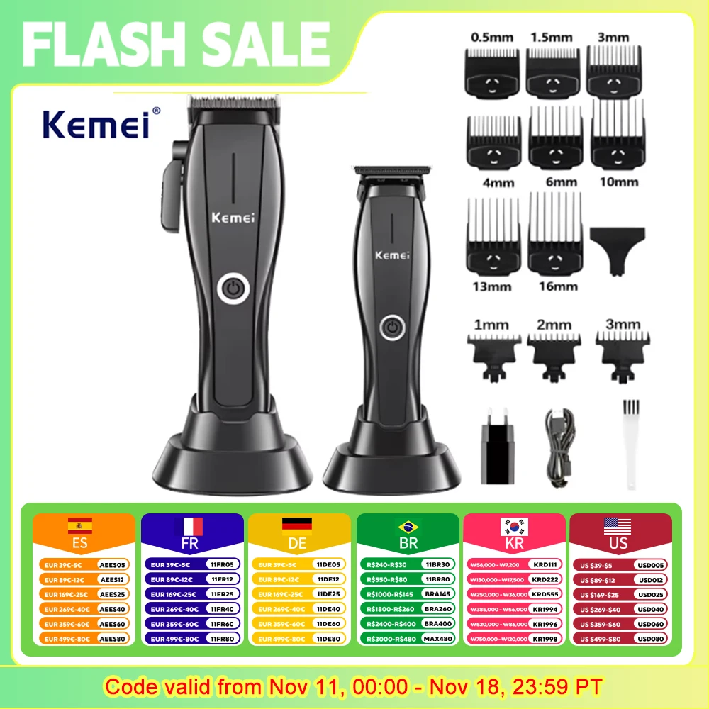 

Kemei Professional Commercial Electric Clippers Barber DLC Blade Hair Clipper Rechargeable Trimmer With Base men‘s hair clipper