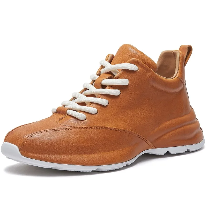 

Мужские высокие туфли из конской кожи, весенне-осенняя дышащая повседневная спортивная обувь из конской кожи, высококачественная обувь для увеличения роста