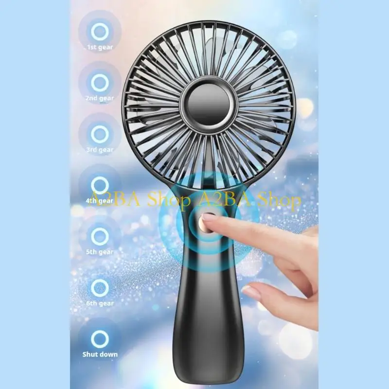 A2BA Portable Handheld Fan With 6 Speed USB Rechargeable For Office Outdoor And Home Use Lightweight   Design