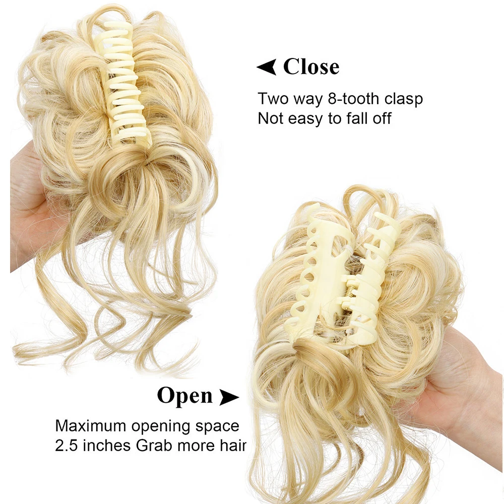 8-Inch Synthetic Ponytail Claw Clip for Long and Short Curly Hair, Women's Hair Clip with Ponytail