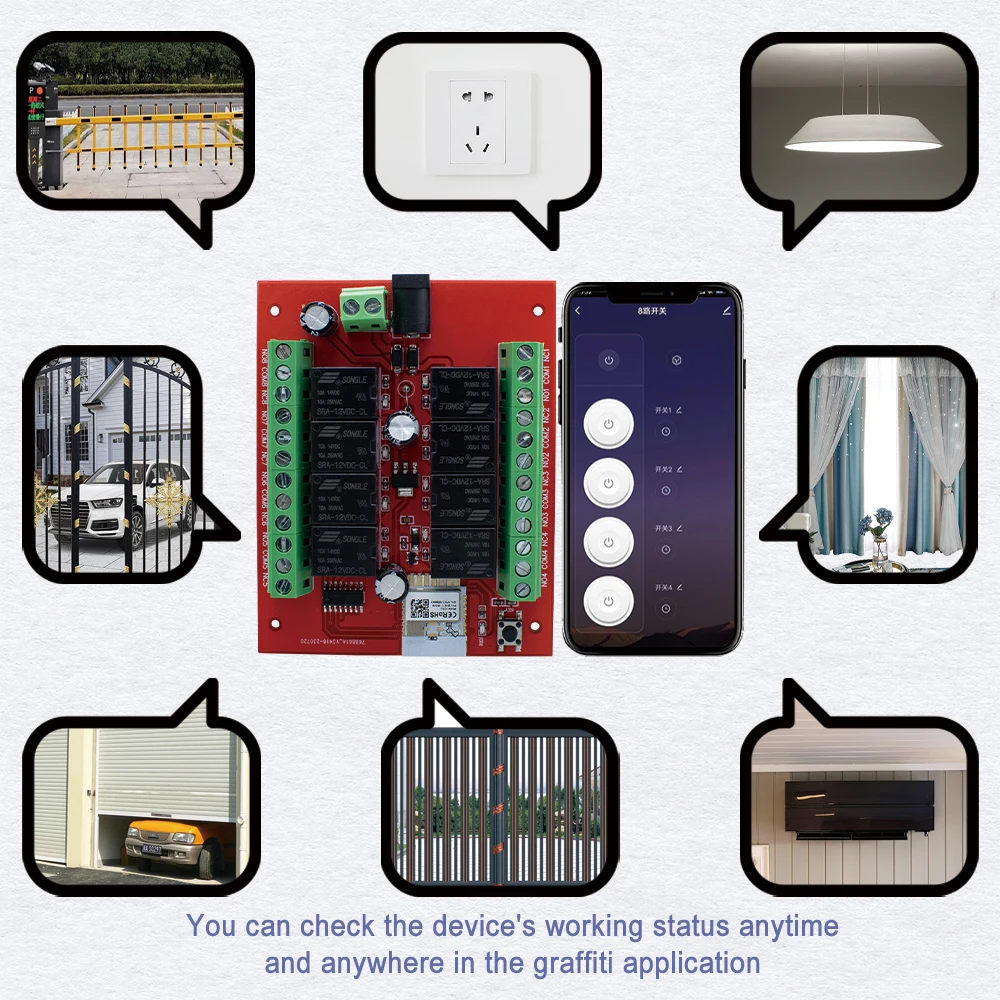 Imagem -05 - Tuya Wifi Módulo de Relé Interruptor de Luz Inteligente Canais Relé Board Timer Inching Receiver Smart Life no com nc 12v 24v 8ch