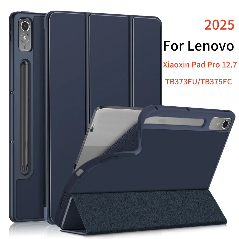 For Lenovo Xiaoxin Pad Pro 12.7 inch Case 2025 Folding Magnetic Soft TPU Back for Xiaoxin Pad Pro 2025 Cover TB373FU/TB375FC