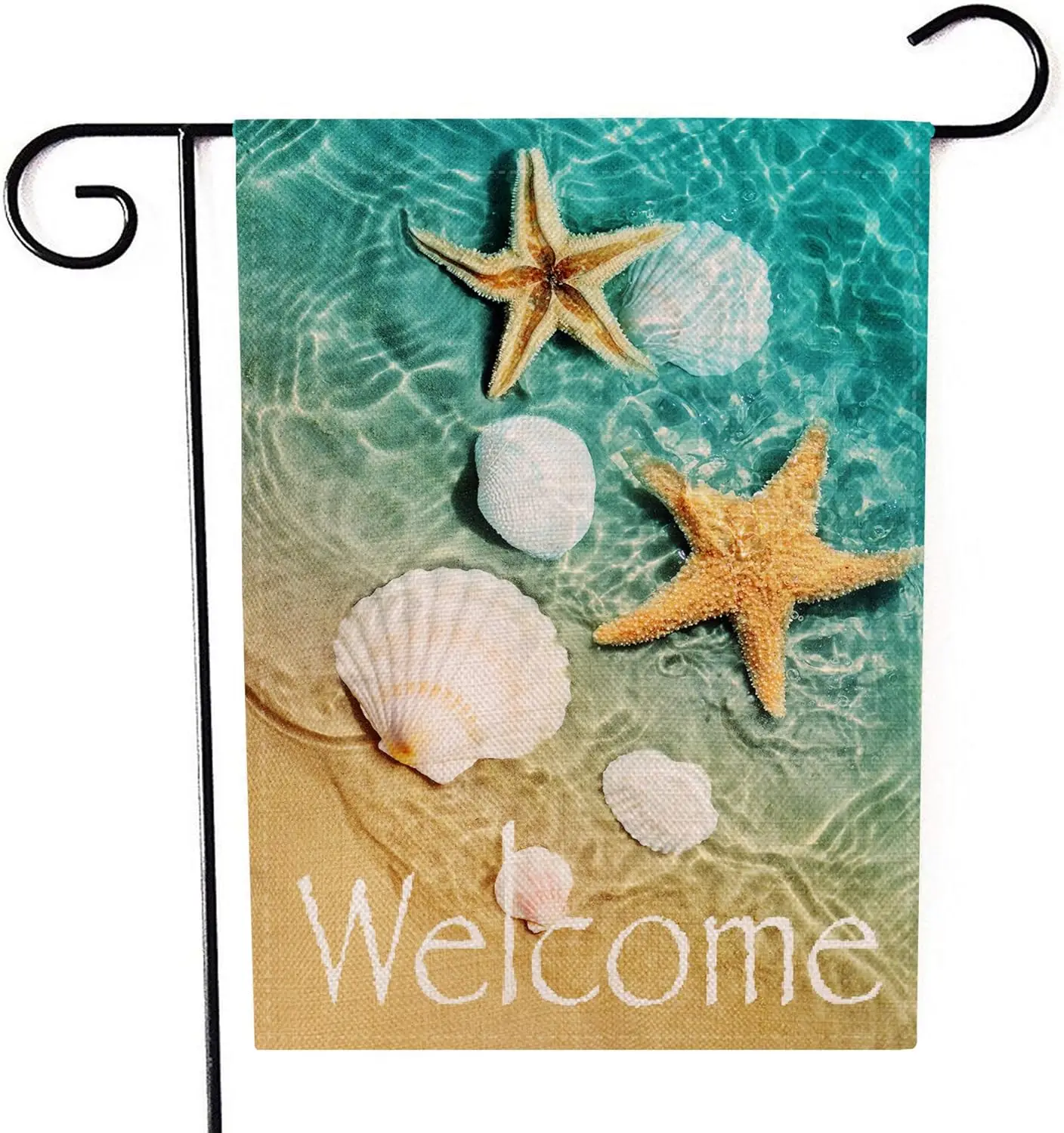 Welcome Beach Garden Flag Starfish and Seashell Double Sided Decorative Sea Small Summer Fall Yard Decor Flags for Outdoor D zzo