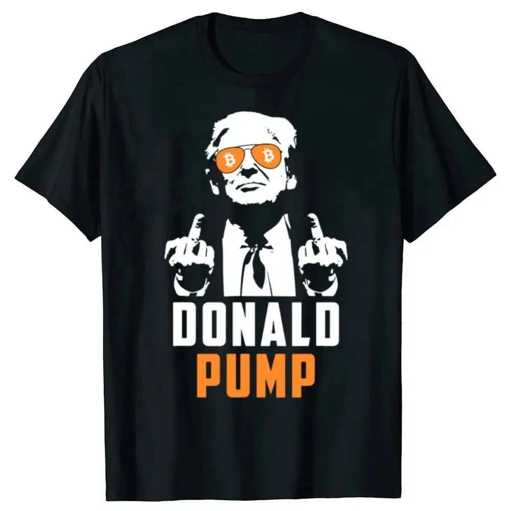 Donald Pump Bitcoin Funny Trump 2025 Crypto American Flag T-shirts Men Fashion Casual Tshirt Loose Oversized T Shirt Top