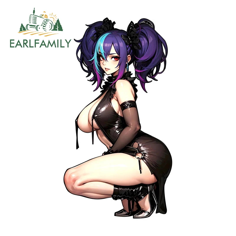 EARLFAMILY 13cm X 7cm for Sexy Punk Style Girl Car Stickers Sunscreen Vinyl Car Wrap Creative Decals Graffiti Anime Fashionable