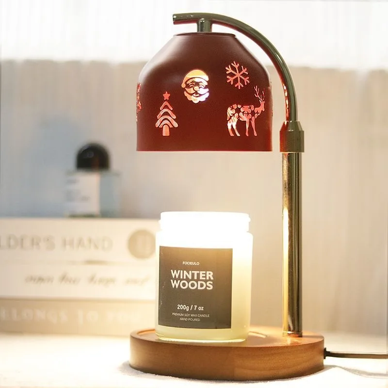 Modern Minimalist Luxury Candle Wax Melt Lamp Lily of the Valley Glass Shade Dimmable Solid Wood Base Aroma Desk Lamp