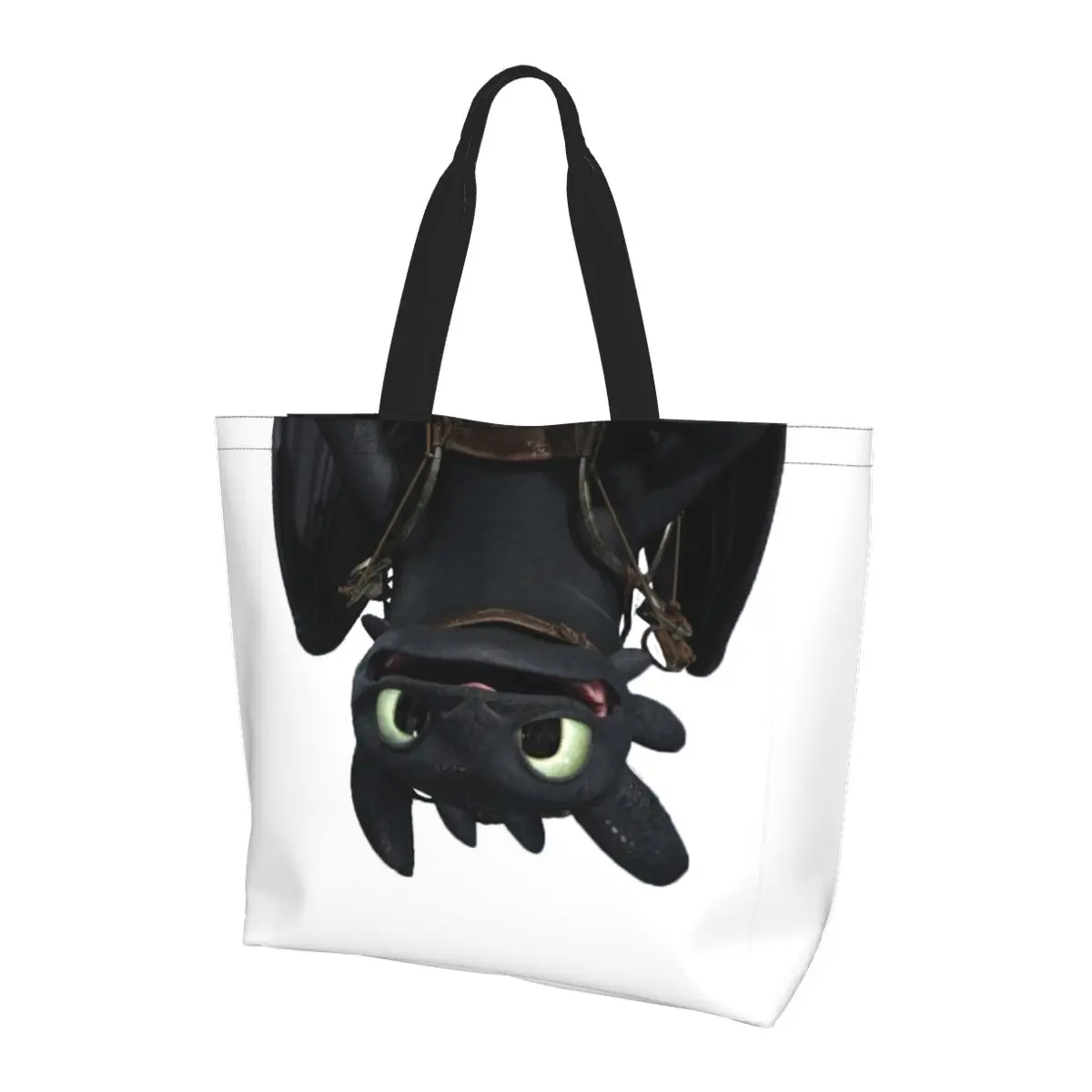 

Toothless Shopping Tote Bag Canvas Large Capacity Shoulder Bags Shopper Grocery Handbag for Women