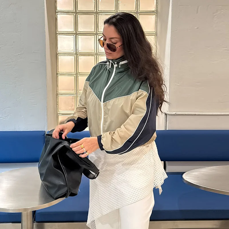 Damen-Hosen-Sets, getäfelte, langärmlige, übergroße Mäntel mit Kapuze, elastische Taille, weite Hosen, Herbst-Street-Damen-Outfits, neu – Detail 5