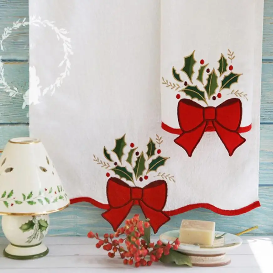 

1/set,Christmas Tree Bathroom Towel,Embroidered Guest Hand Towels Cleaning Towel Water Absorption Washcloth for Xmas,38x60cm