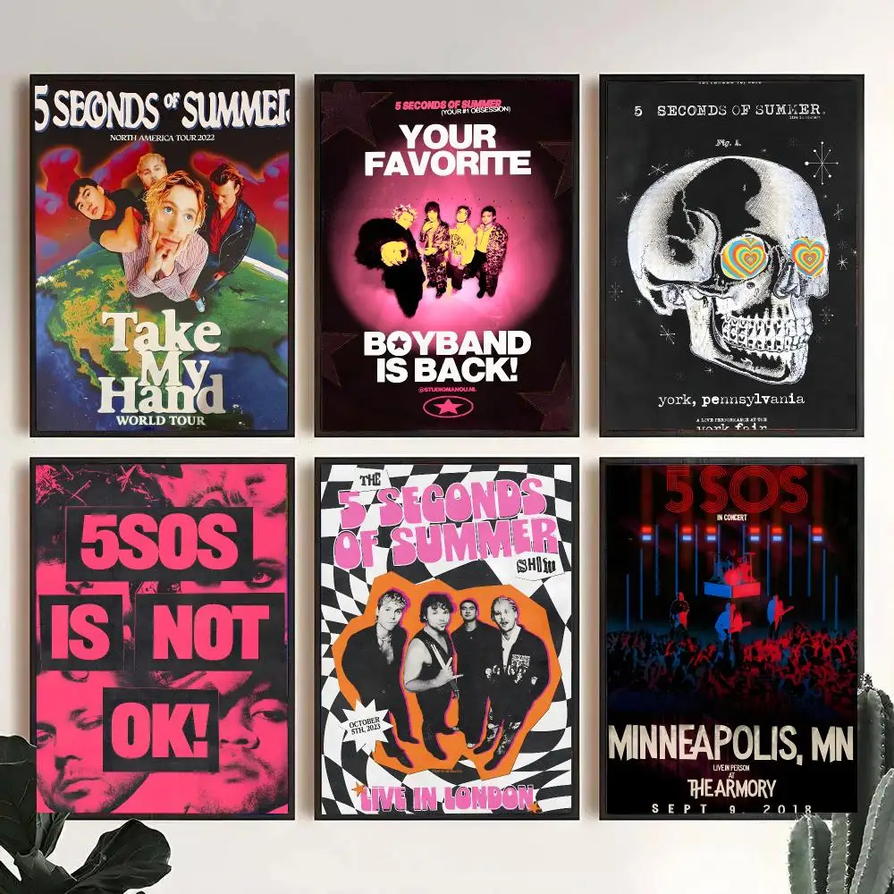 Rock Band 5 Seconds Of S-Summer Poster Decorative Wall Art Stickers Mural For Home Living Room Hallway Decor Gift