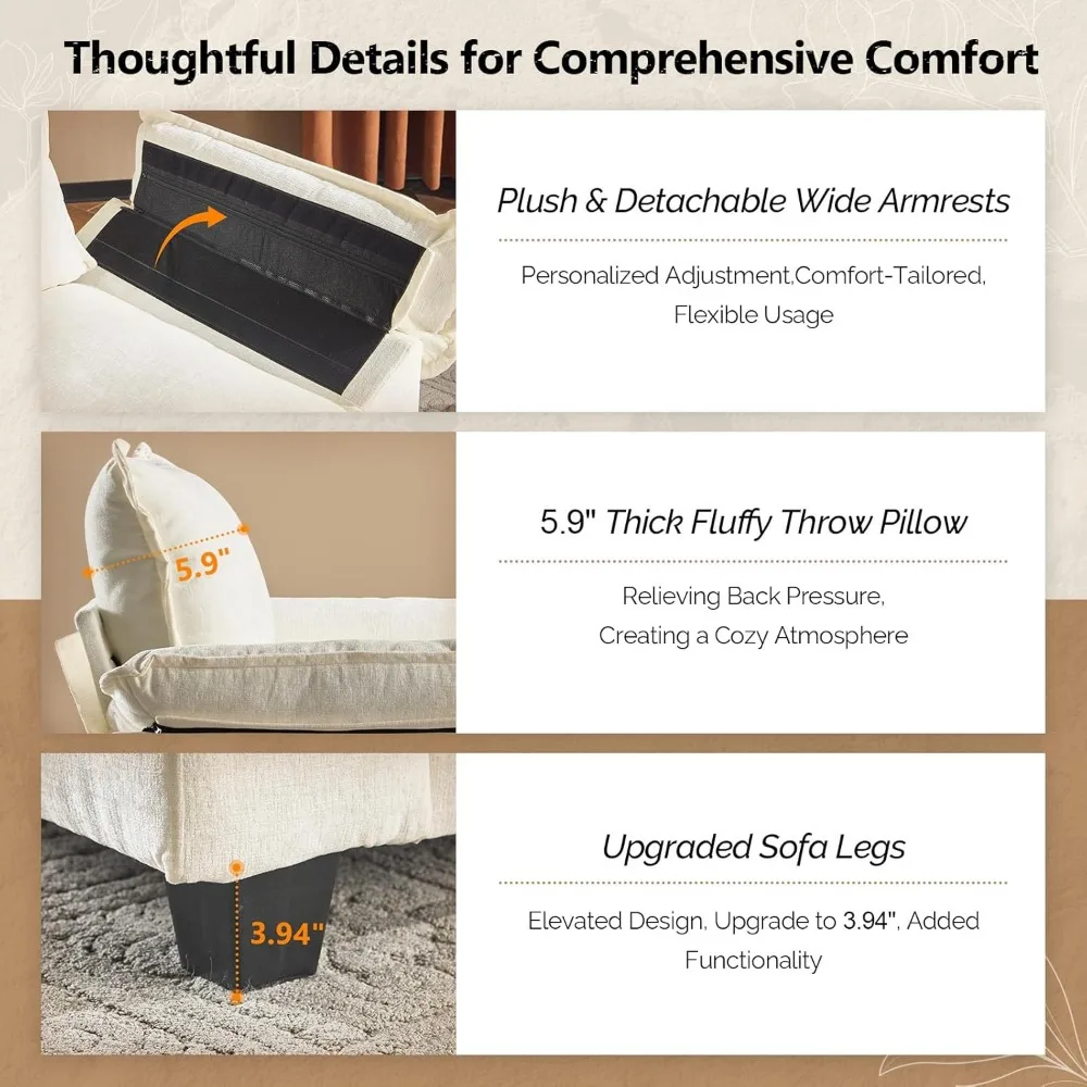 كرسي أريكة سحابي مريح كبير الحجم مع مقعد عميق ومجموعة عثمانية متحركة، كرسي استرخاء، سرير أريكة بمقعد واحد للاسترخاء