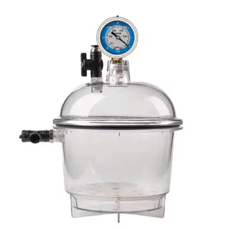 150MM Laboratory Plastic Vacuum Dryer Transparent Vacuum Drying Vessel Polycarbonate Storage Tank Ball Valve Pressure Gauge