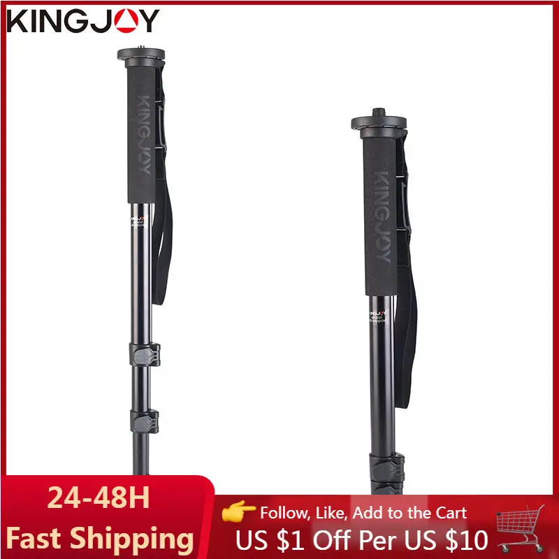 KINGJOY Aluminum Alloy Monopod 4-Section Leg Outdoor Holder Professional Video Camera Stand for Canon Nikon GoPro DSLR Camcorder