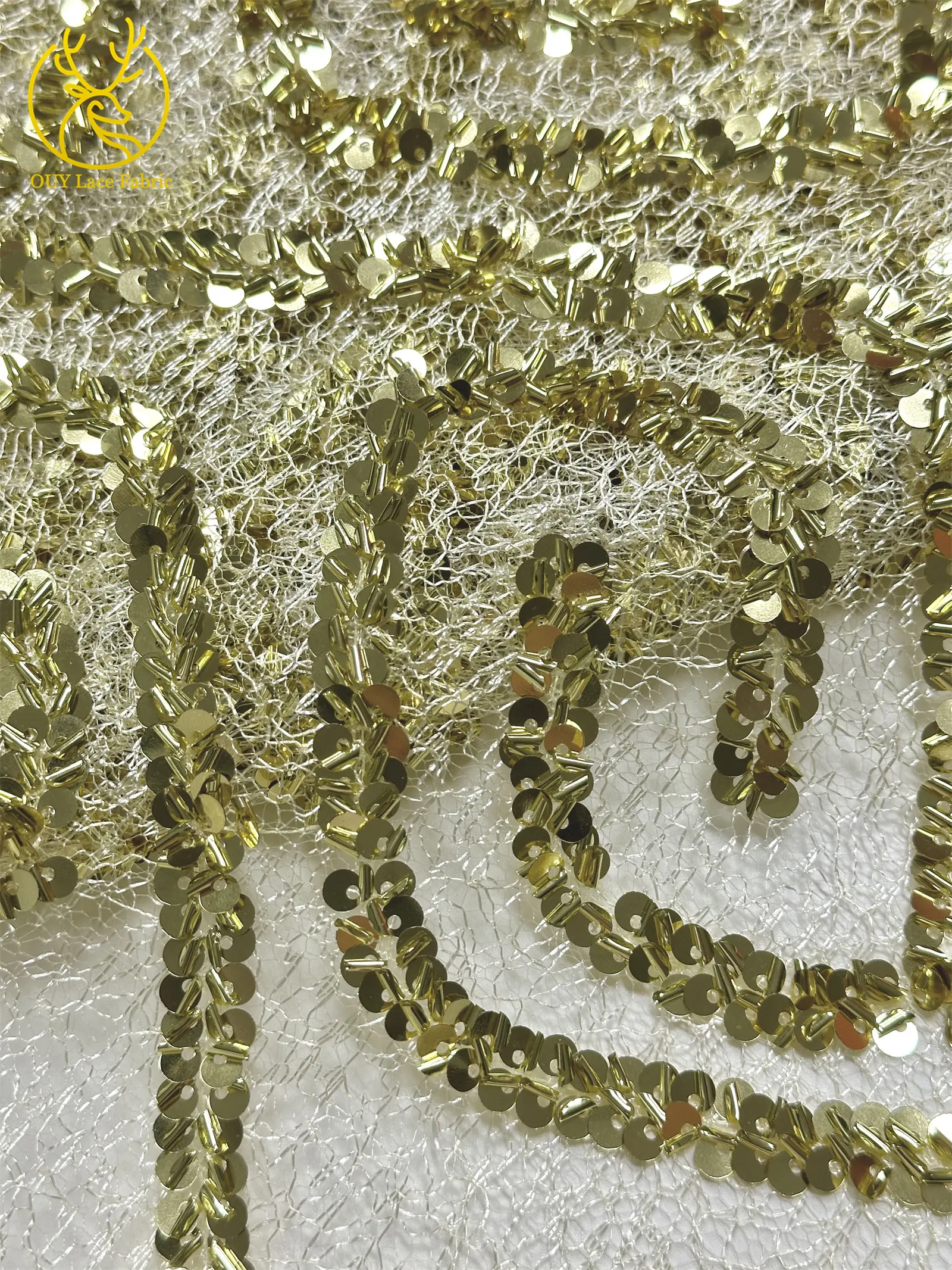 Luxuriöser afrikanischer Pailletten-Spitzenstoff 2026, hochwertiger französisch-nigerianischer Spitzenstoff, geeignet für Nähmaterial für Weihnachtsfeiern – Detail 22