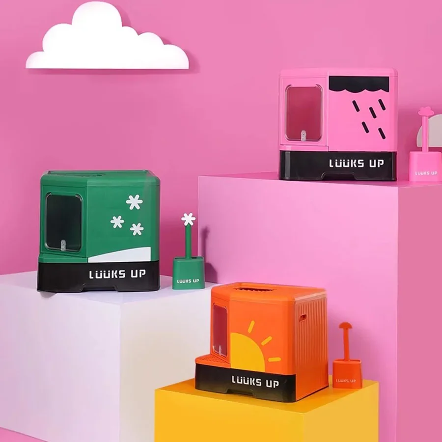 

Fully Enclosed Cat Litter Box Big Size House Pink Cat Litter Box Home Sifter Drawer Kawaii Outdoor Modern Dla Kota Cats Products