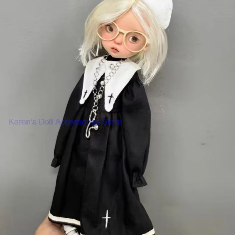 

5pcs sister Blythe/landoudou black dress/Fake collar/Nurse's cap/necklace/socks (Fit for Lulu,ymy24,Ob22,24,26,zone, Jenny)