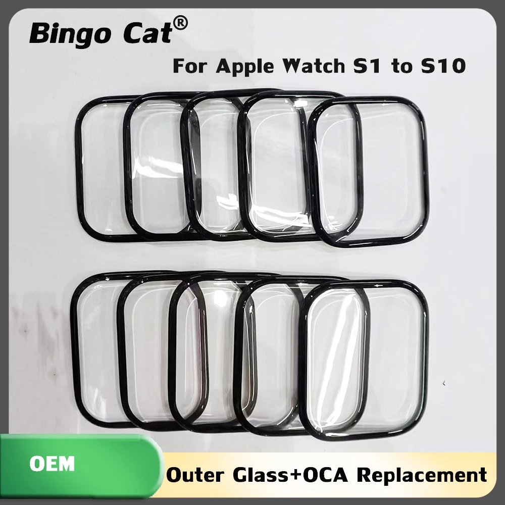 5pc Outer Glass OCA For Watch Series 10 46mm 6 7 8 Ultra 9 3 38 42mm S4 S5 41 40mm 44 45 49 Touch Front Screen lens Panel Part