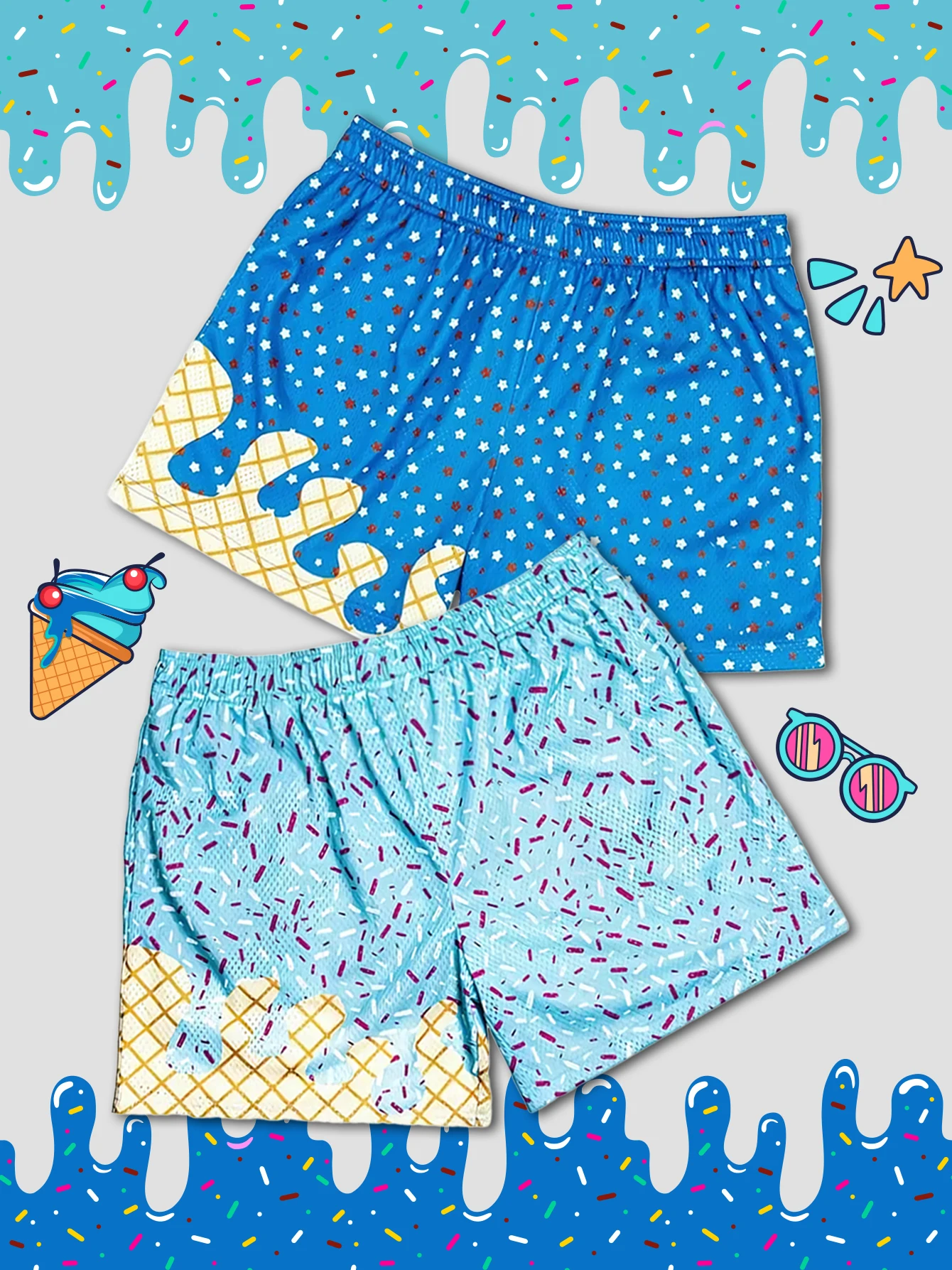 Y2k الوردي الآيس كريم السراويل للنساء اليوغا السراويل مريحة شبكة النسيج السائق السراويل للجنسين شورت كشكش