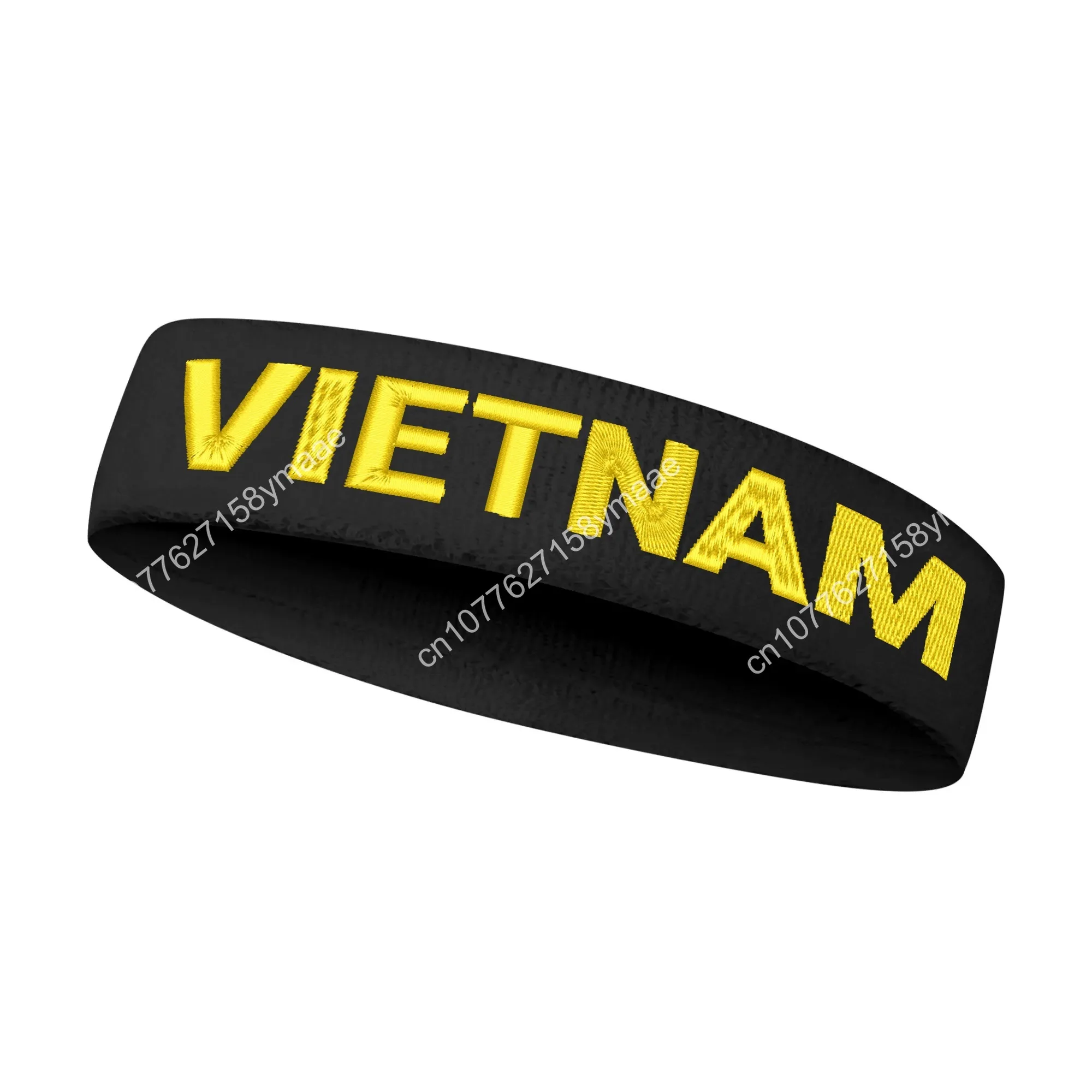 Vietnam Flag Embroidered Sports Headband Mens Womens Sweatband Bandana Fitness Sweat Absorb Band DIY Name & Team Name & Colors