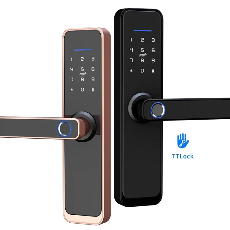 

High Security Smart Door Aluminium Lock Wifi Ttlock Handle Central Types Multipoint Biometric Finger Print Door Lock