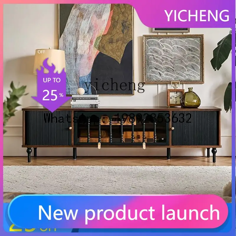 

H6 French retro TV cabinet storage locker solid wood living room medium antique floor TV table