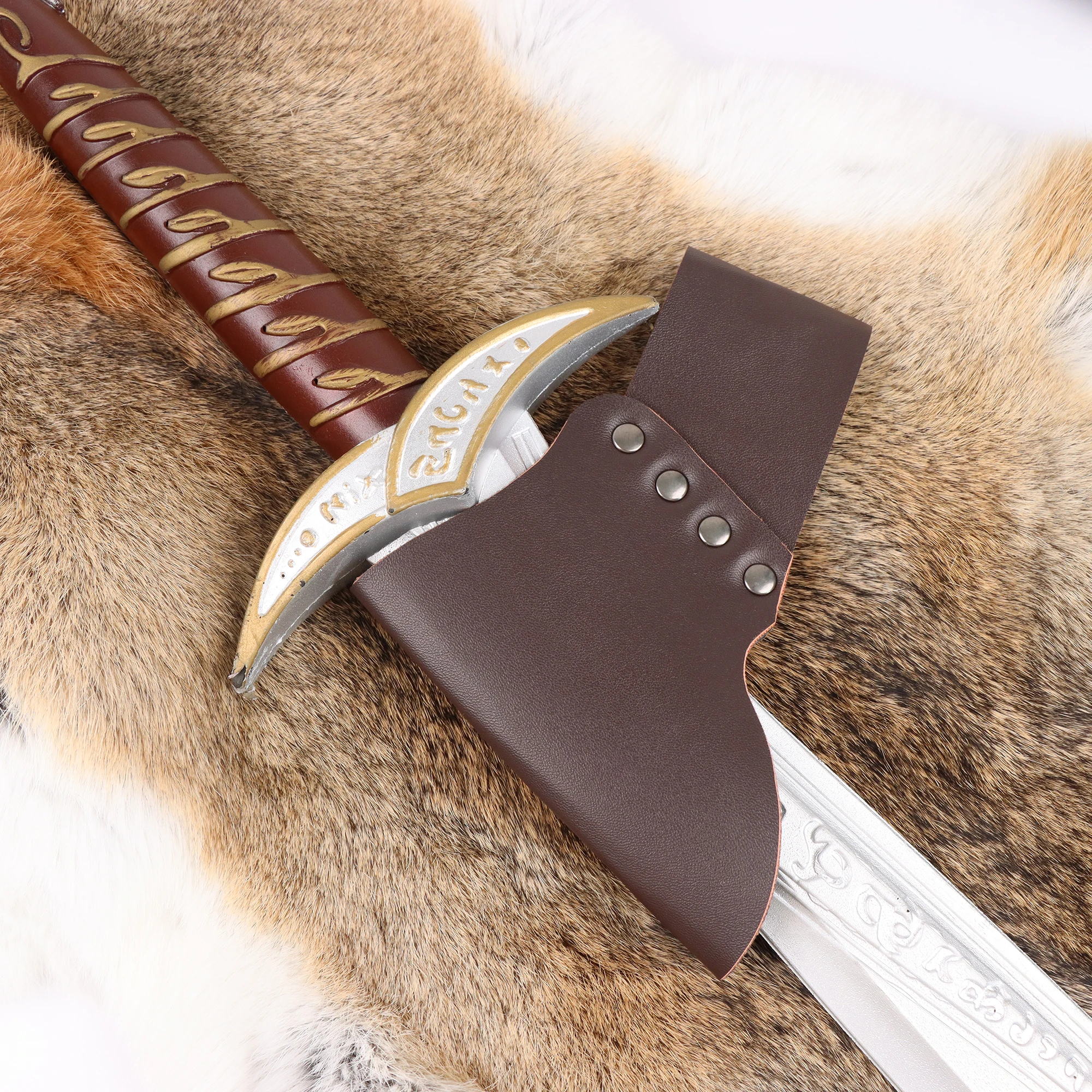 Wielokolorowy średniowieczny topór wikingów Protector Vintage rycerz miecz pochwa kostium Cosplay na Halloween akcesoria