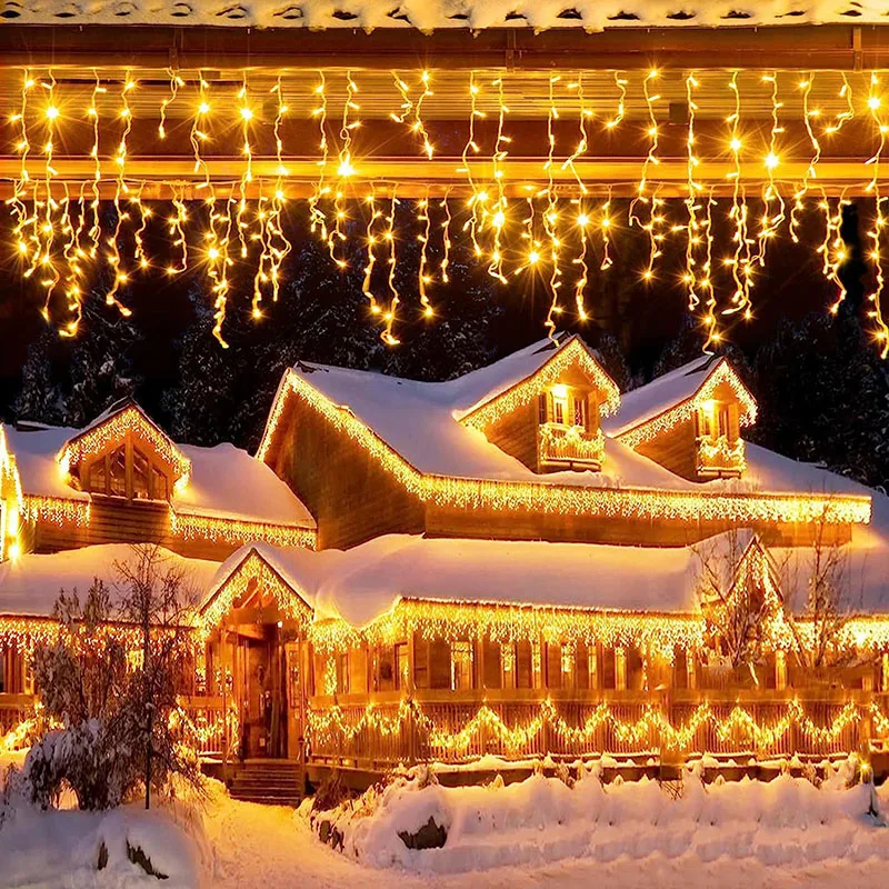 Luce a ghiacciolo a LED 8 modalità Luci a corda per tende da esterno per interni per decorazioni natalizie per feste in patio, case di nozze