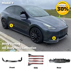 Tesla Body Kits Per Il Modello Y 2020- 2023 Carbonio Opaco Diffusore Posteriore Lato Spillter Spoiler Paraurti Labbro Tesla 2023 2024 Corpo Tuning