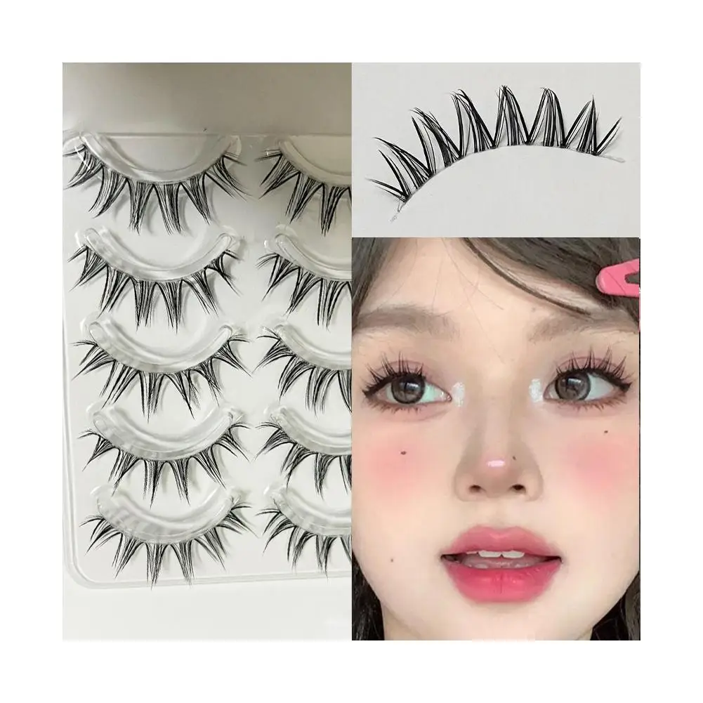 Manga Lashes 5 Pairs Anime Cosplay Faux Mink Lashes Eyelashes Full Lashes Extension Korean Short Natural Strip Y0A6