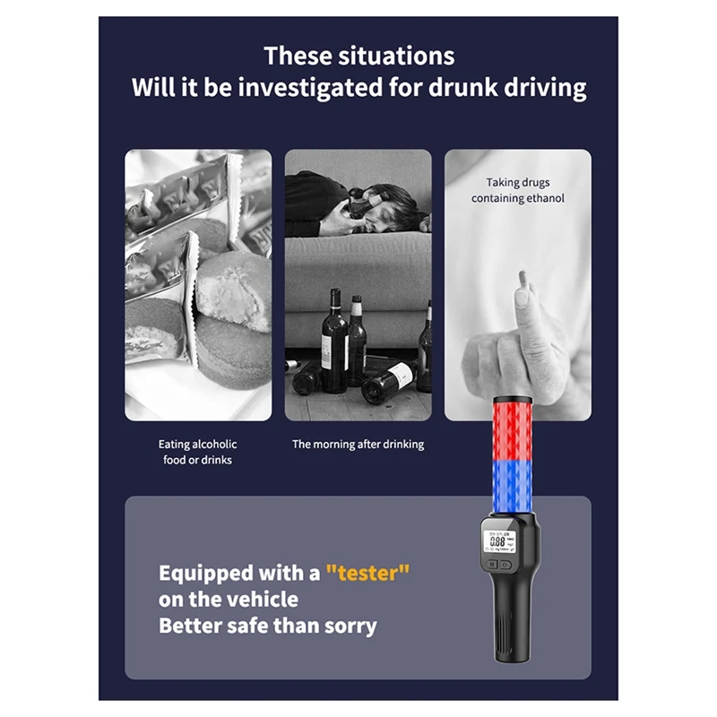 Handheld Alcohol Detector Handheld High-Precision Drunk Driving Test Special Voice Broadcast