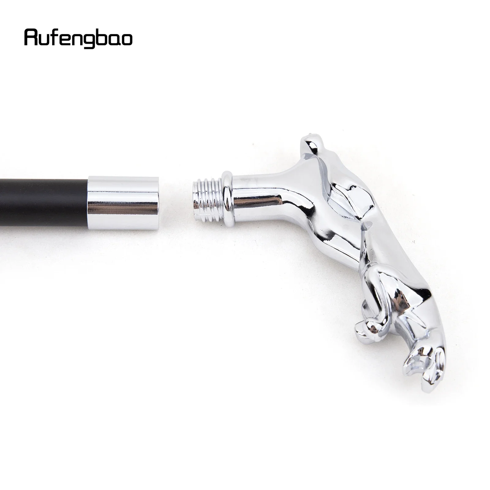 عصا مشي عصرية فضية فاخرة على شكل الفهد للحفلات، عصا مشي أنيقة بمقبض كروسير 93 سم