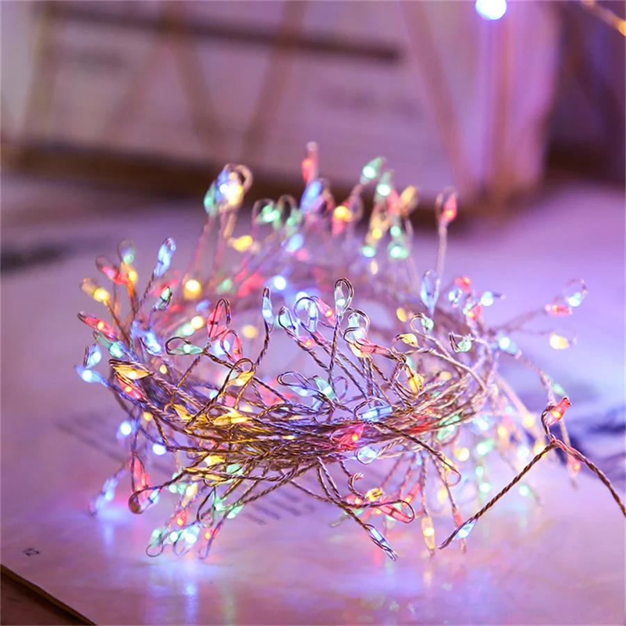 3M/9M/12M LED Christmas Garland Light Starry Cluster Light With Remote USB Powered Firecracker Copper Wire Fairy String Light