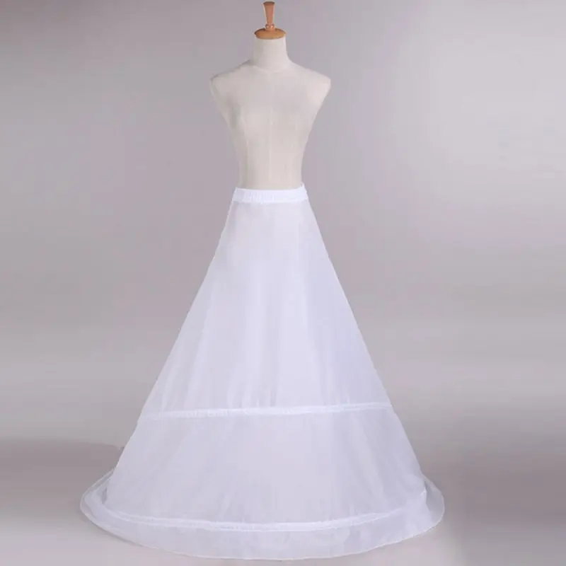 Bride Wedding Dress Trailing Skirt Petticoat 2-Hoops Elastic Waist Drawstring Adjustable Fishtail Slip Skirts