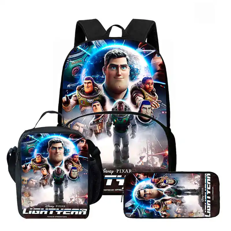 

Cartoon Buzz Lightyear Child Backpack with Front Pocket,Lunch Bags,Pencil Bags for Aged 5-10,Cartoon School Bags for Boys Girls