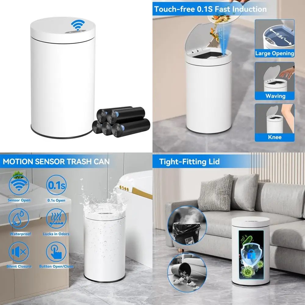 

Automatic Touchless 4 Gallon Stainless Steel Bathroom Trash Can with Motion Sensor Lid for Kitchen Use