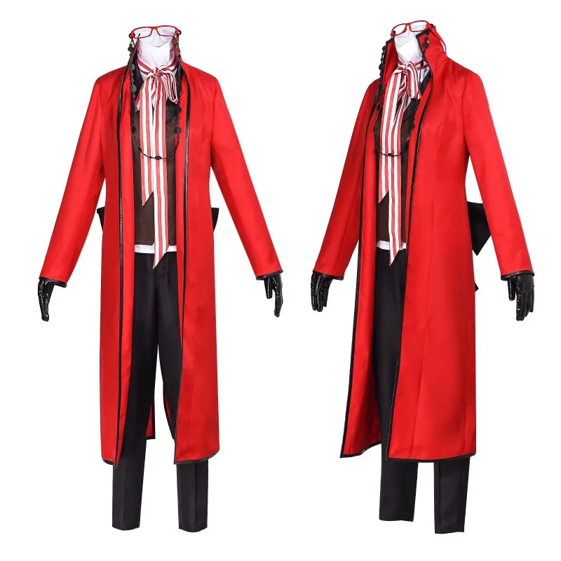 Anime schwarz Butler Grell Sut cliff Michaelis Ronald Knox Cosplay Kostüm Phantasie rote Uniform Anzug Halloween-Party für Erwachsene Unisex