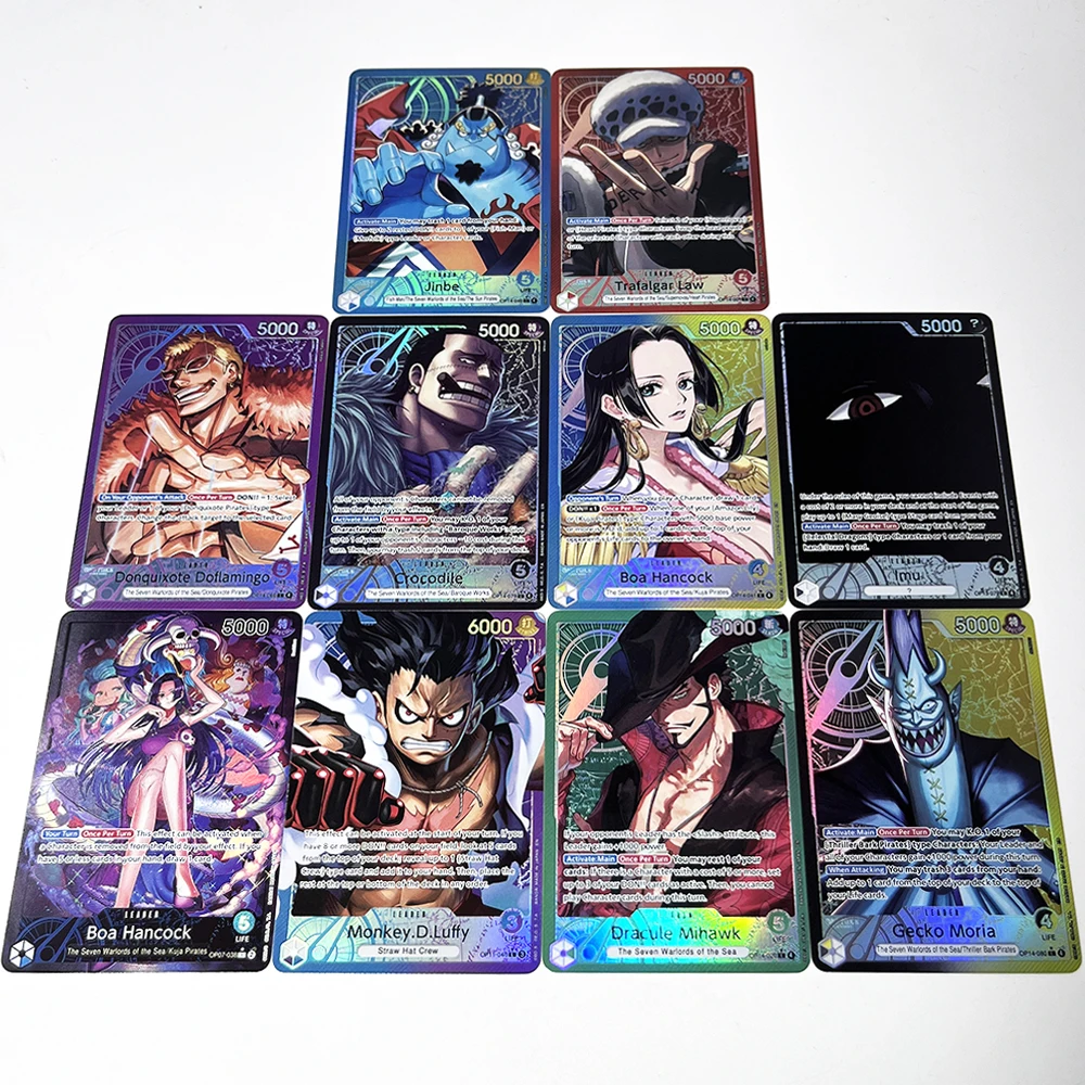 One piece Leader Texture Foil Game Cards Crocodile Imu Monkey.D.Luffy Dracule Mihawk Trafalgar Law Donquixote Doflamingo Cards