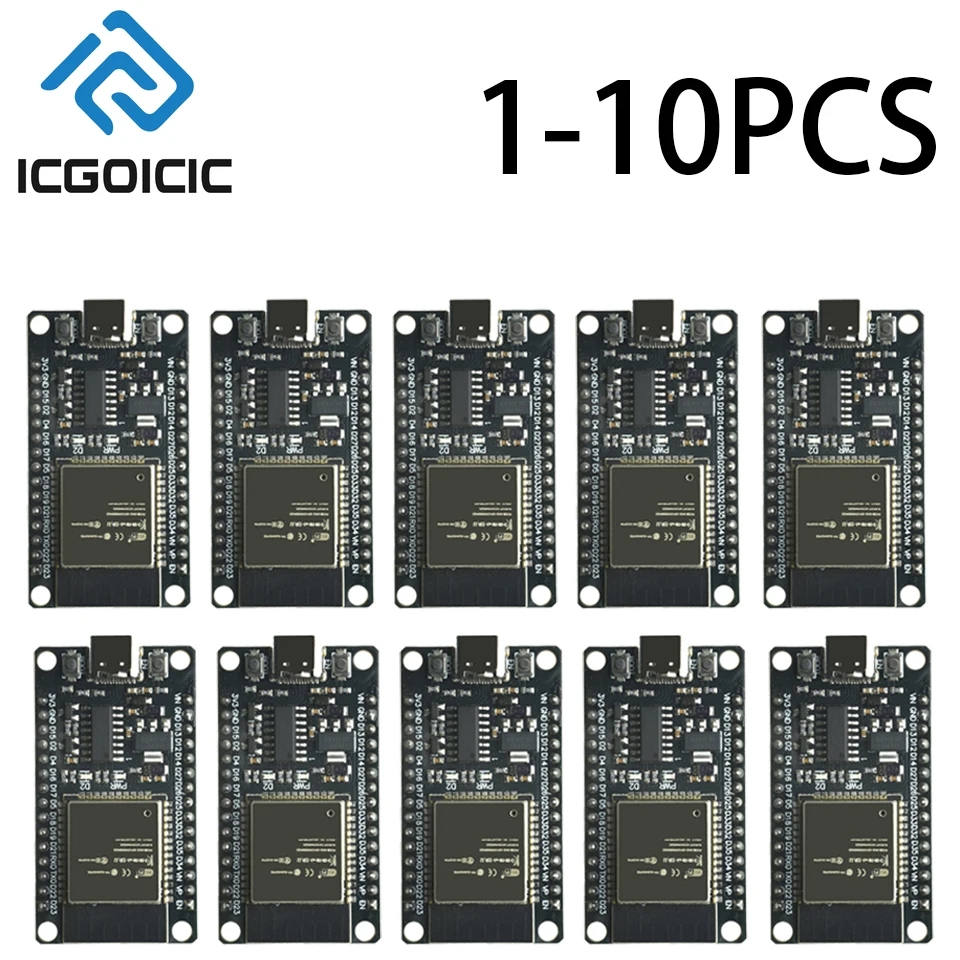 1-10pcs ESP32 Development Board TYPE-C USB CH340C WiFi+Bluetooth Ultra-Low Power Consumption Dual Core ESP32-DevKitC32 ESP-WROOM