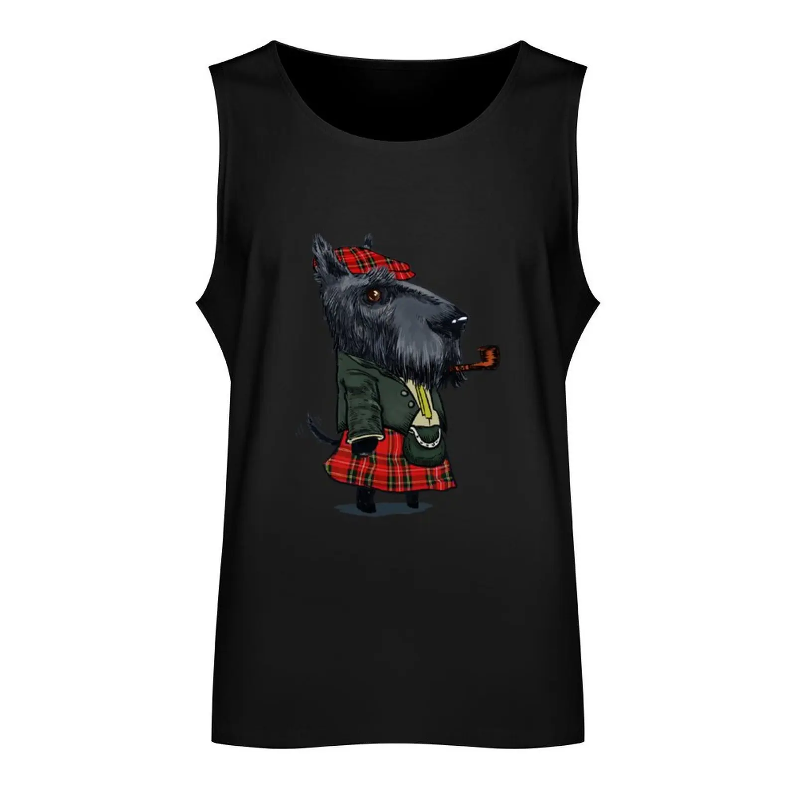 Scottish Terrier wearing Kilt Tank Top T-shirt men Muscle fit