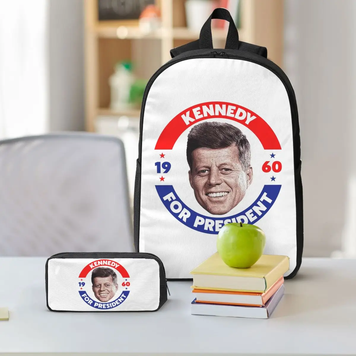 John F Kennedy For President Vote In 1960 Backpack Student BookBag School Bag Shoulder Bags 3ps Insulated Lunch Bag Pencil Case