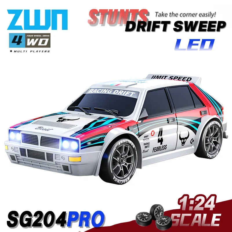 SG204 PRO 1/24 2,4G Hochgeschwindigkeits-Drift-RC-Auto mit LED-Licht 4WD Ferngesteuertes Auto Funkgesteuertes GTR-Rennmodell Jungen-Spielzeug Geschenk