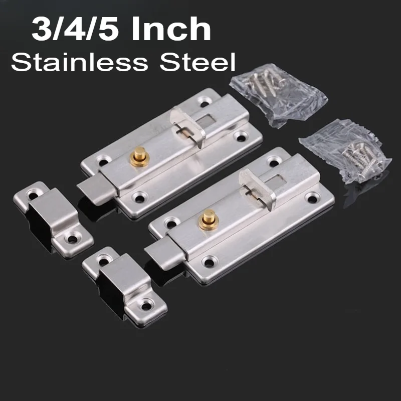 3/4/5 Inch Stainless Steel Thickened Self-elastic Latch Automatic Spring Latch Safety Anti-theft Lock Clip Hardware Latch Door